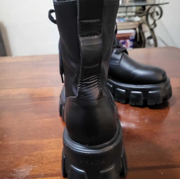 Prada Monolith Leather and Re-Nylon Boots with Pouch - Picture 5 of 16
